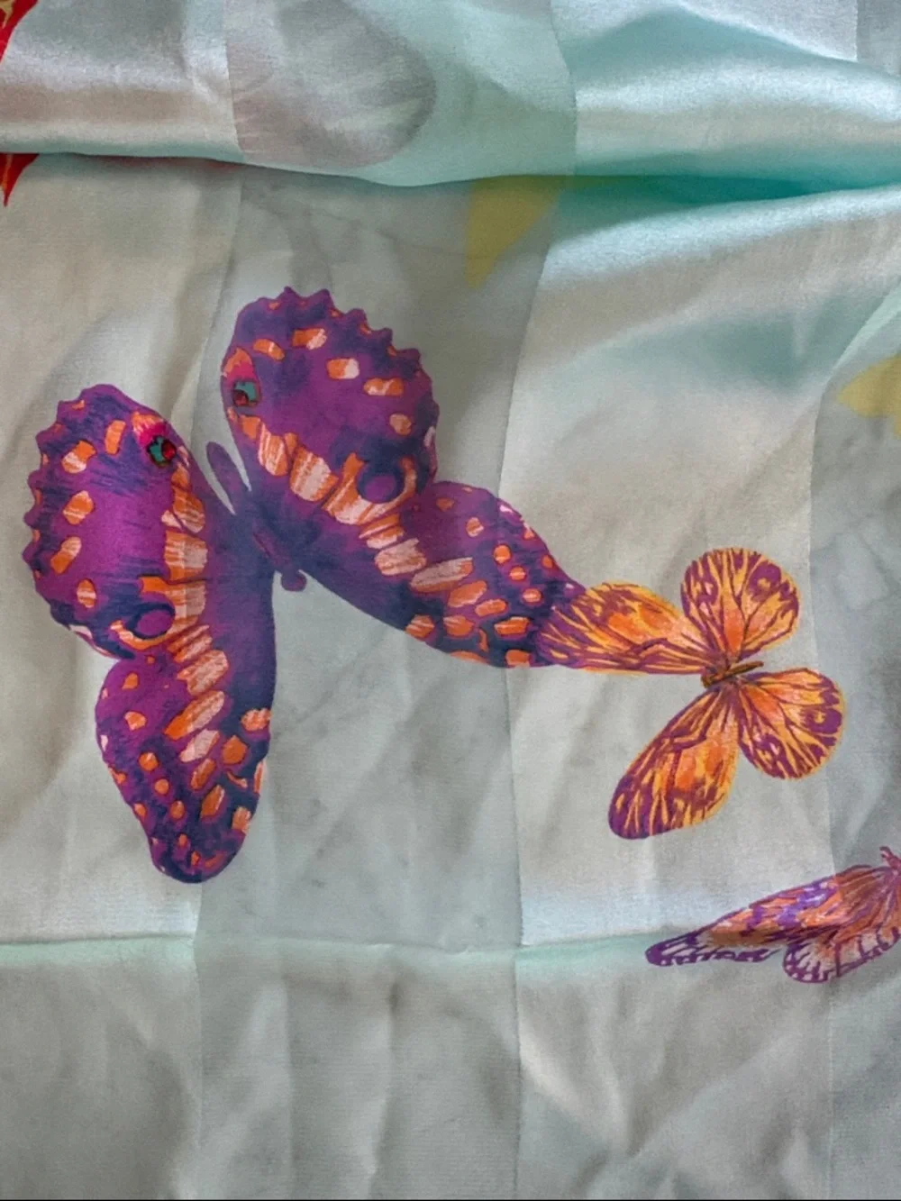 Vintage Chopard Chiffon Silk Scarf with Multi-Color Butterfly Motif